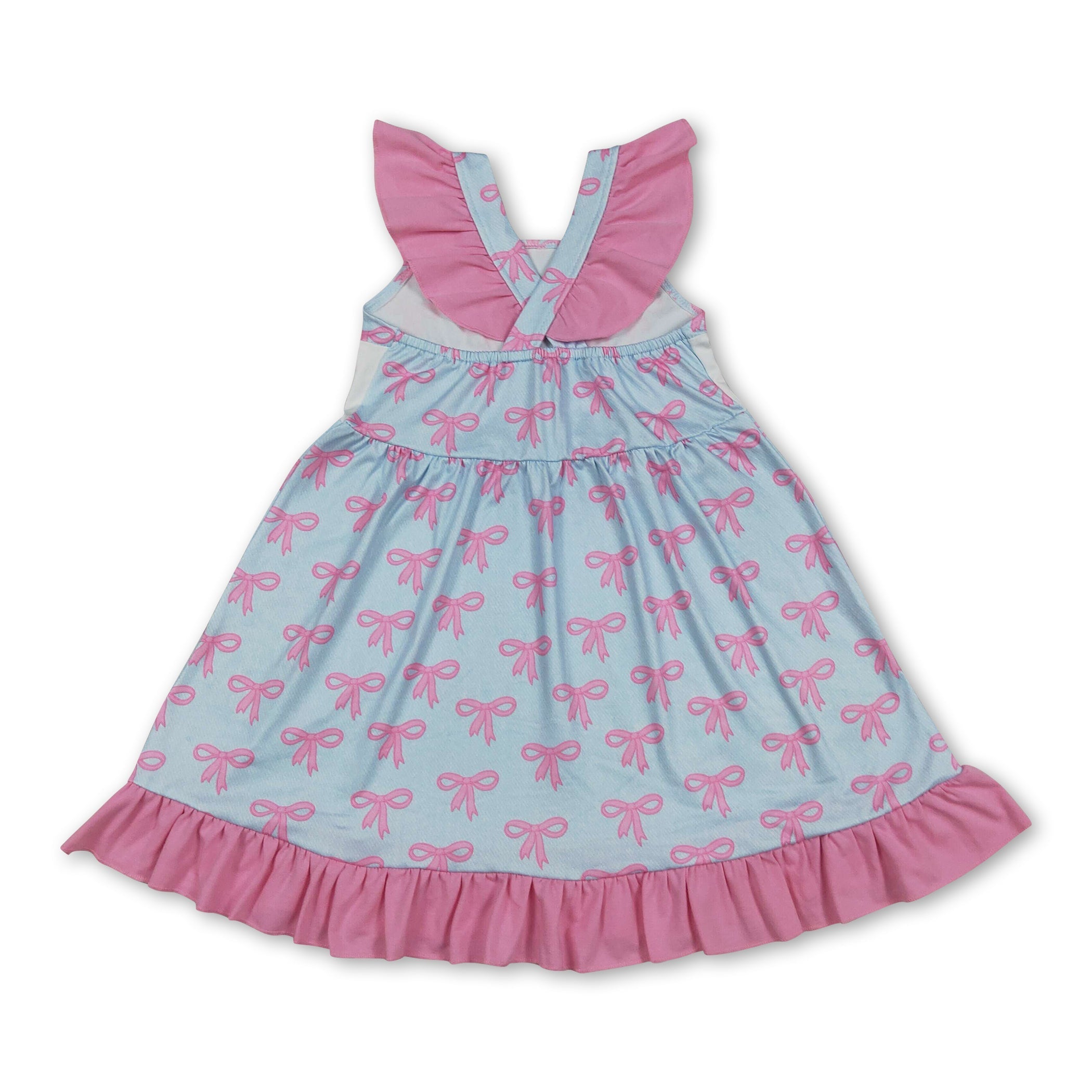 Flutter sleeves mama's girl bows kids ruffle dresses