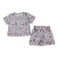 Short sleeves bows scallop top shorts girls summer clothes